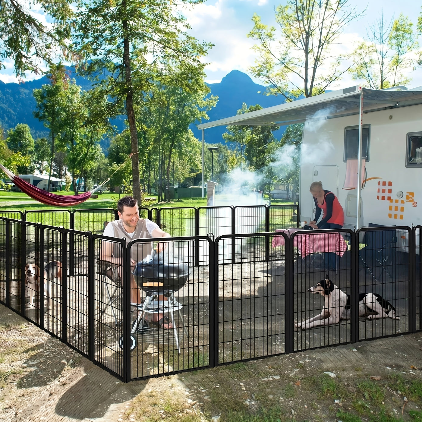Dog Playpen 8 & 16 Panels Heavy Duty – Portable Indoor Outdoor Pet Exercise Pen for Large Medium Small Dogs, Puppy, Rabbit – Foldable Yard Camping Fence