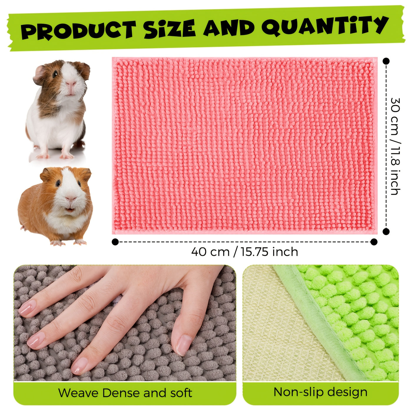 Guinea Pig Cage Liner 8 Pack Reusable 16x12 Inch - Washable Rabbit Cage Bedding Mat Pad for Small Animals, Sleeping Bedding Training Pad, Gray Green Pink Blue
