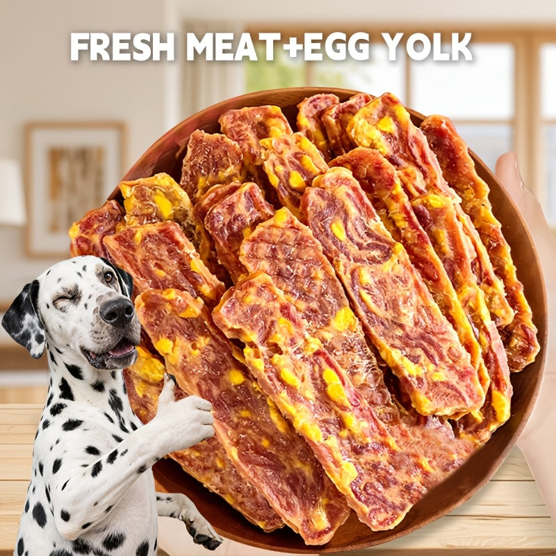 High-Protein Duck Jerky & Egg Yolk Dog Treats – Teething Chews & Training Snacks for Puppies & Dogs of All Breeds, Dried Duck Flavor Slices for Teddy, Bichon, Corgi, Golden Retriever