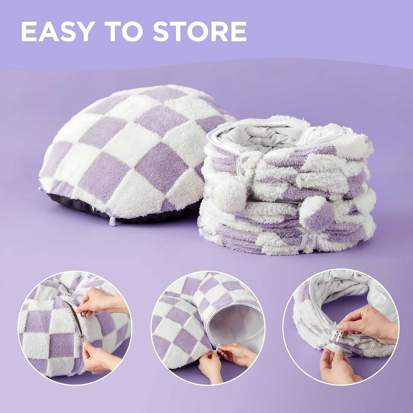 Cat Tunnel Bed Donut Cave with Washable Cushion - Indoor Peekaboo Hideout Toy for Cats Kittens Puppies & Rabbits Small Large