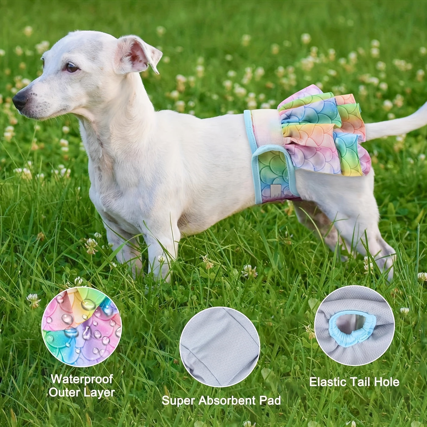 Female Dog Diapers 3 Pack Reusable Washable Dog Panties Diaper Skirt for Dogs in Heat Period Incontinence Excitable Urination