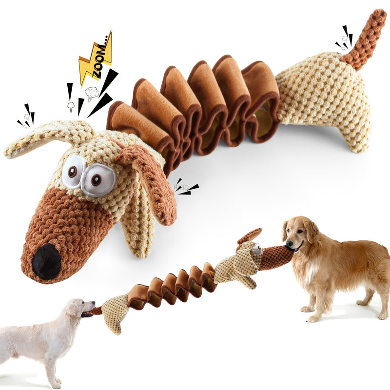 Large Squeaky Dog Pull Toy with Crinkle Filling – Stretchable 15-20 Inch Tug & Bite Toy for Small Medium Large Dogs, No Battery, Indoor Outdoor