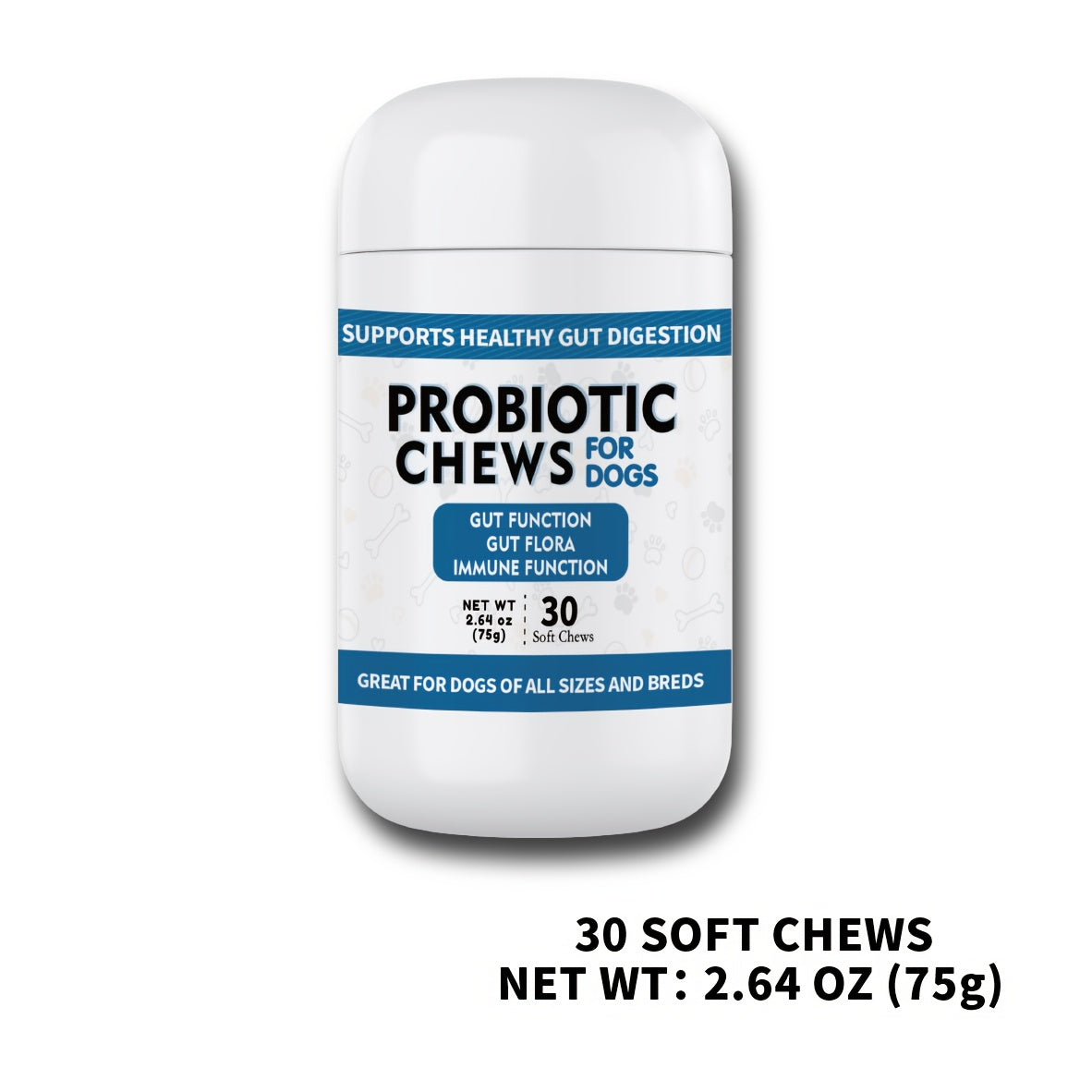 Probiotic & Digestive Enzyme Chews for Dogs – Gut Health, Skin Sensitivity Support & Prebiotics, Soft Chew Supplement, 30 or 120 Count