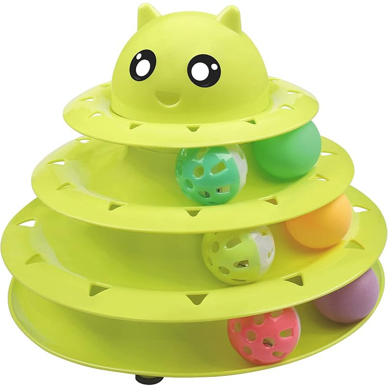 3-Tier Turntable Cat Toy with 6 Colorful Spinning Balls - No Battery Interactive Cat Toy, Anti-Slip Base, Detachable Levels, Mental & Physical Stimulation for Cats Kittens, Multiple Colors