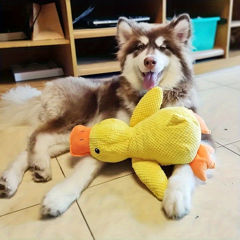 Large Squeaky Plush Duck Dog Toy – Bite-Resistant Soft Chew Toy for Puppies & Large Breed Dogs, Durable Stuffed Animal Teething Toy for Golden Retrievers, Corgis, Pomeranians & All Breeds