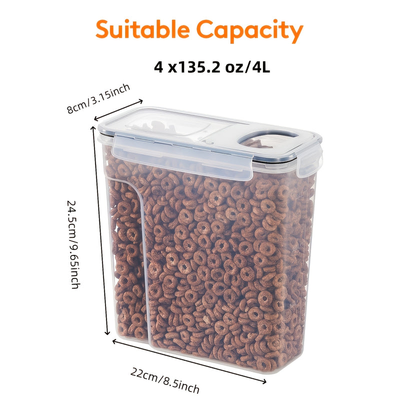 4 Pack Airtight Pet Food Storage Containers BPA-Free – Dry Dog & Cat Food Canisters with Colored Spoons for Kitchen Pantry, Grains, Rice & Bird Food