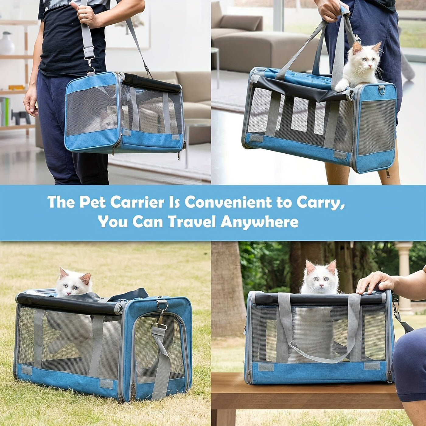 Airline Approved Soft-Sided Pet Carrier for Large Medium Cats & Small Dogs – Breathable Collapsible Travel Bag, Multiple Colors, Optional Combo with Bowls & Pet Glove