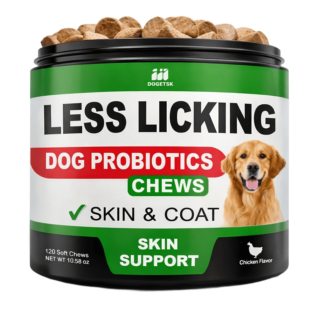 Dog Skin Health Chewing Tablets – Chicken Flavor, Protects Skin Barrier, Science-Backed Formula for Golden Retrievers, Border Collies & All Breeds