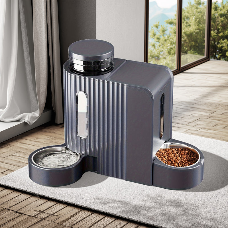Dog Water Dispenser & Feeder 2-in-1 Set 1.6 Gallon – Automatic Gravity No Electricity 304 Stainless Steel Bowl, Removable Washable for Small Medium Large Dogs
