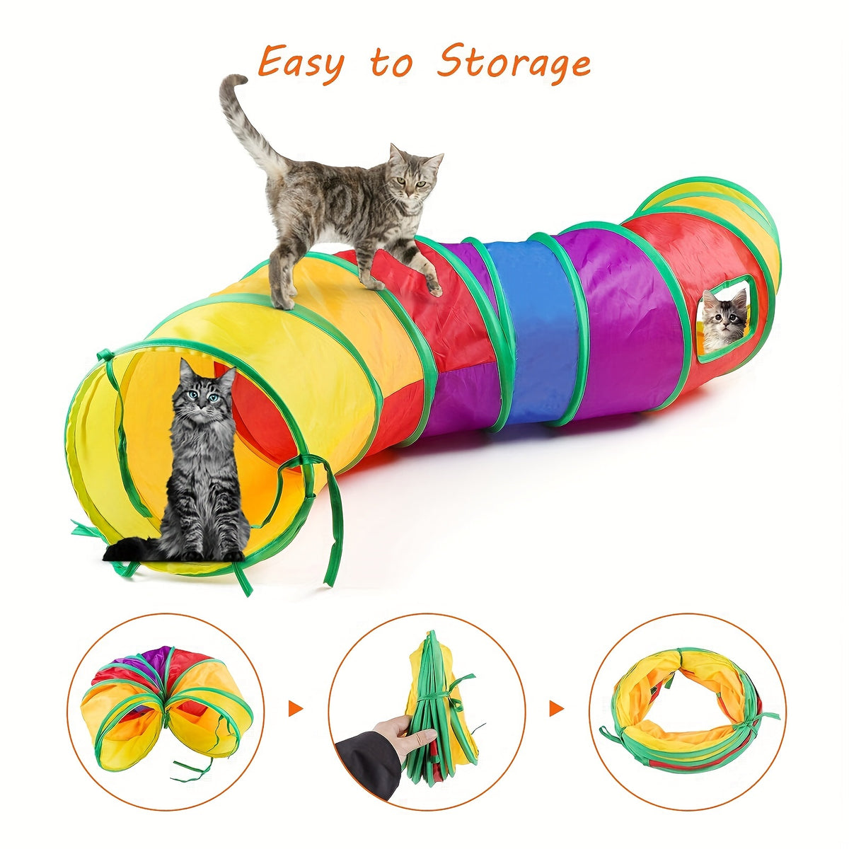 32-Piece Cat Toy Set with Rainbow Tunnel – Kitten Toys Assortment Including Feather Teaser Wand, Sisal Mice, Bell Balls & Crinkle Balls for Indoor Cats