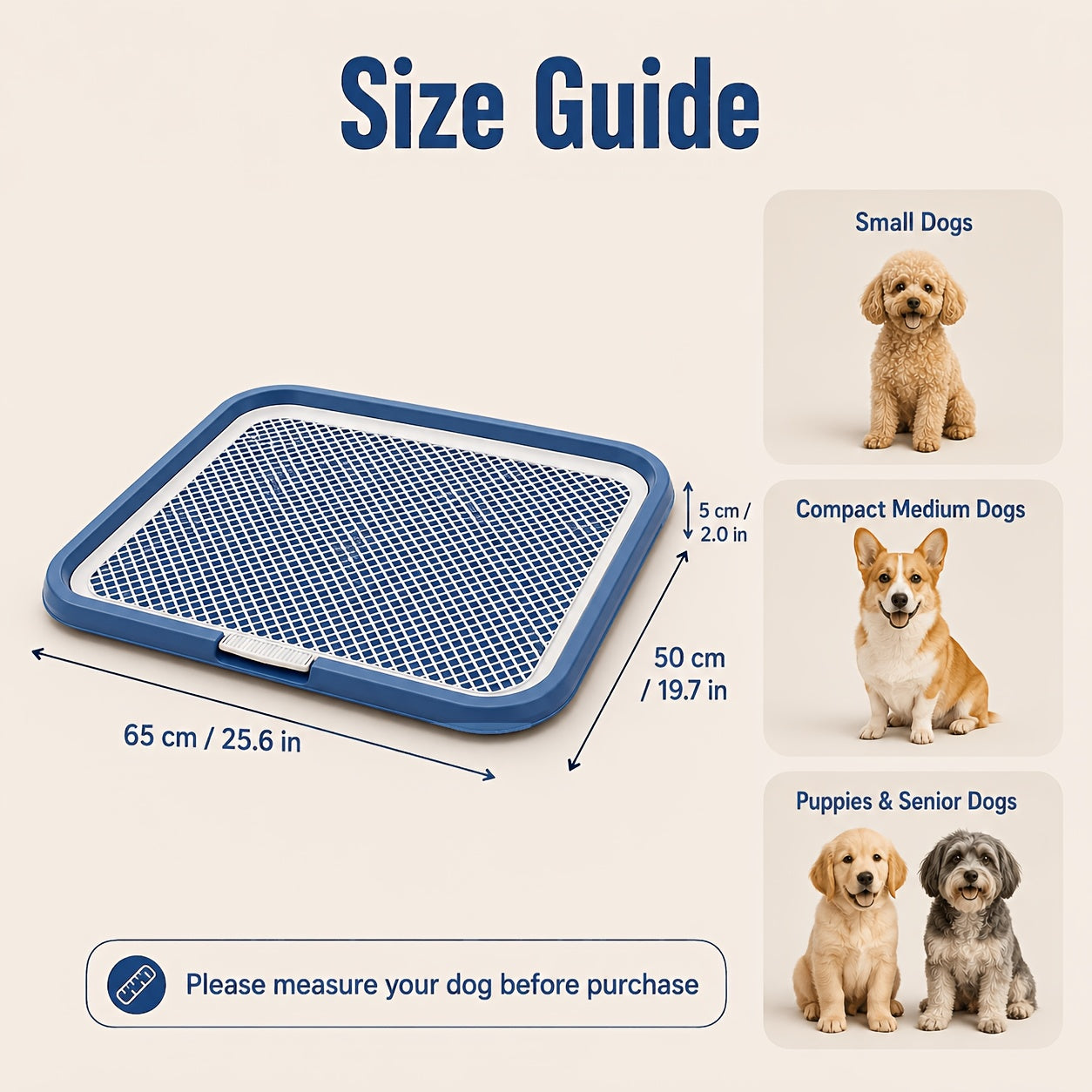 Dog Potty Tray with Removable Grating Leak-Proof Indoor Dog Toilet Pee Pad Holder for Puppy Training Apartments Small Dogs Washable Reusable