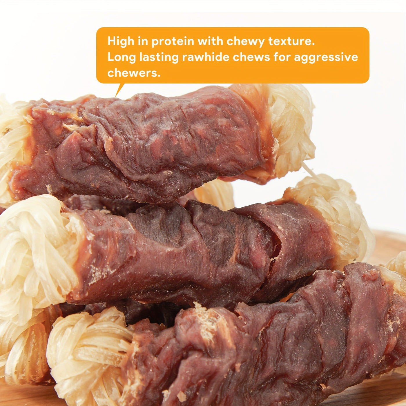 Beef Tendon Dog Chews Duck Wrapped Long Lasting Knotted Bones High-Protein Natural Dog Treat with Glucosamine for Hip & Joint Support