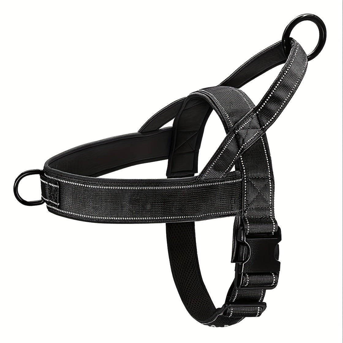 Tactical No-Pull Dog Harness with Easy-Grip Handle & Reflective Strips for Medium & Large Dogs – Adjustable Chest Vest for Outdoor Training & Walking, Sizes S-XL