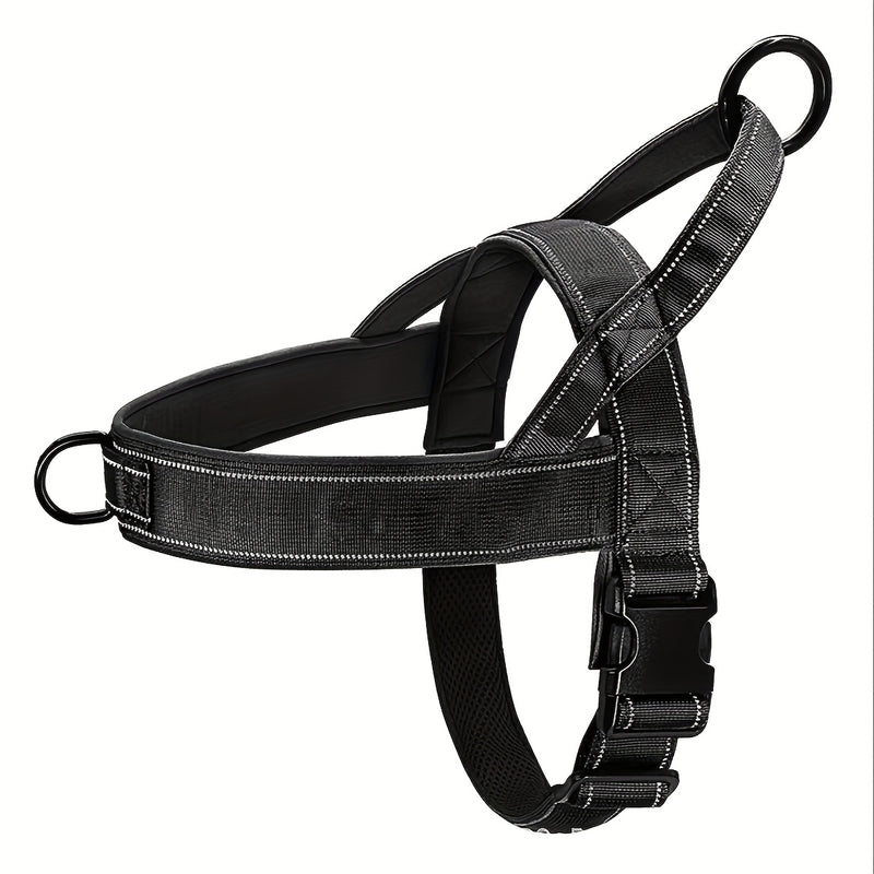 Tactical No-Pull Dog Harness with Easy-Grip Handle & Reflective Strips for Medium & Large Dogs – Adjustable Chest Vest for Outdoor Training & Walking, Sizes S-XL