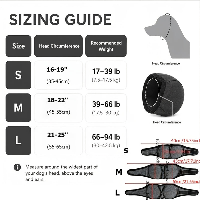 Dog Calming Hoodie with Noise Cancelling Ear Wrap – Anxiety Relief for Thunder Fireworks Grooming Bathing Small Medium Large