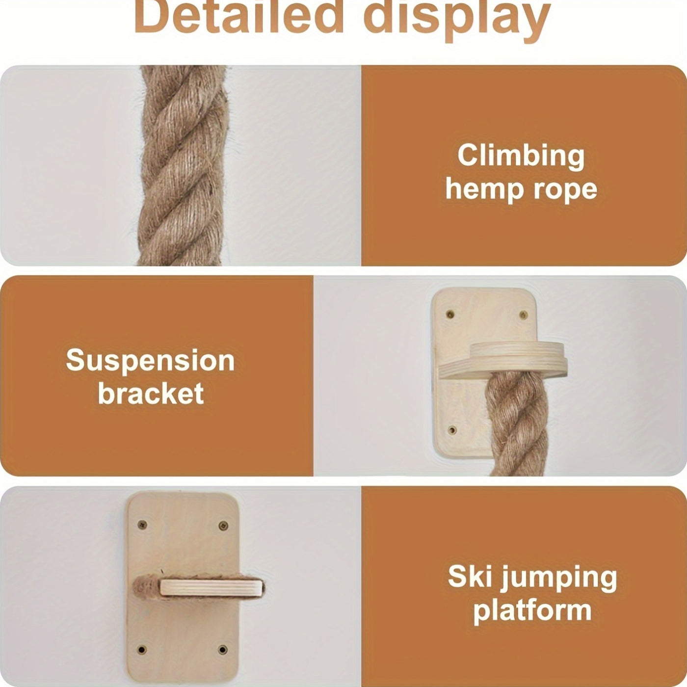 Wall Mounted Cat Scratching Post with Jute Rope Climbing Ladder & Resting Platform – 60in/1.5m Cat Wall Tree, Sisal Rope Cat Climber for Indoor Cats, Endless Fun