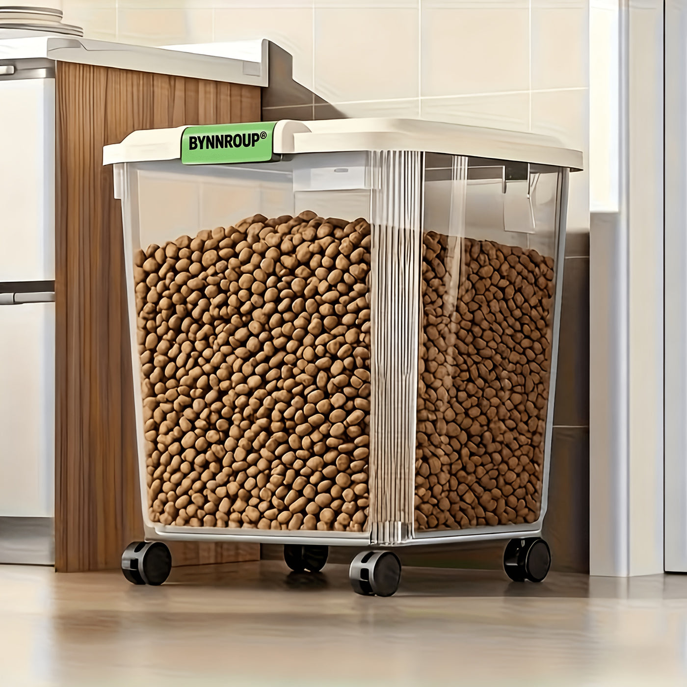 Airtight Pet Food Storage Container with Locking Lid & Scoop - Moisture-Proof Dog Cat Dry Food Bin 4.4 to 55 LB with Wheels