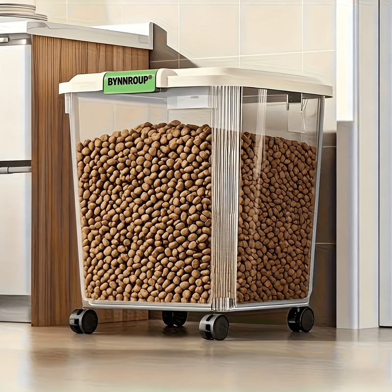 Airtight Pet Food Storage Container with Locking Lid & Scoop - Moisture-Proof Dog Cat Dry Food Bin 4.4 to 55 LB with Wheels