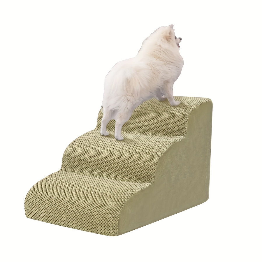Dog Stairs for Small Dogs - Extra Wide High Density Foam Pet Steps with Non-Slip Bottom, Soft Cushioned Ramp for High Beds Couch Sofa, 2/3/4 Steps for Elderly & Injured Dogs
