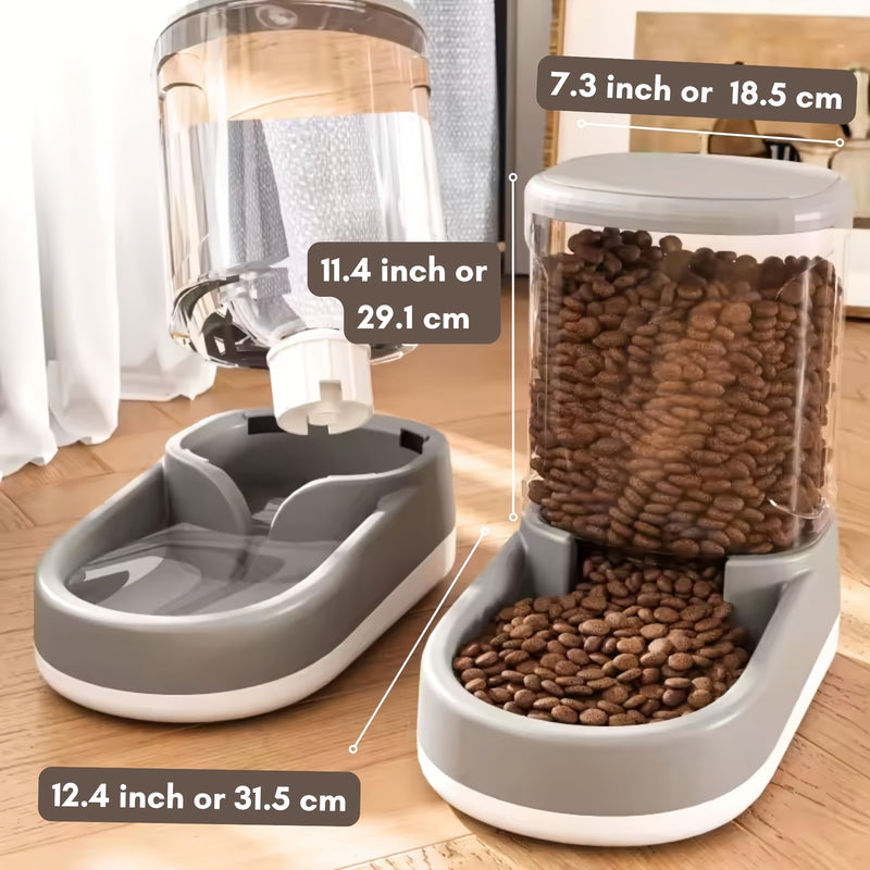Gravity Dog Food Feeder and Water Dispenser Set 8-Pound Large Capacity Automatic Pet Feeding Station for Big Medium Small Dogs & Cats - 2-Piece Plastic BPA-Free Set