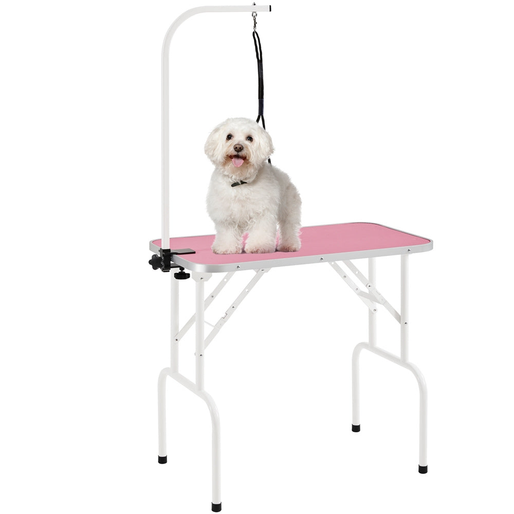 Foldable Pet Grooming Table with Height-Adjustable Arm – Non-Slip Waterproof Surface, Folding Legs for Easy Storage, Home & Professional Dog Cat Grooming Station