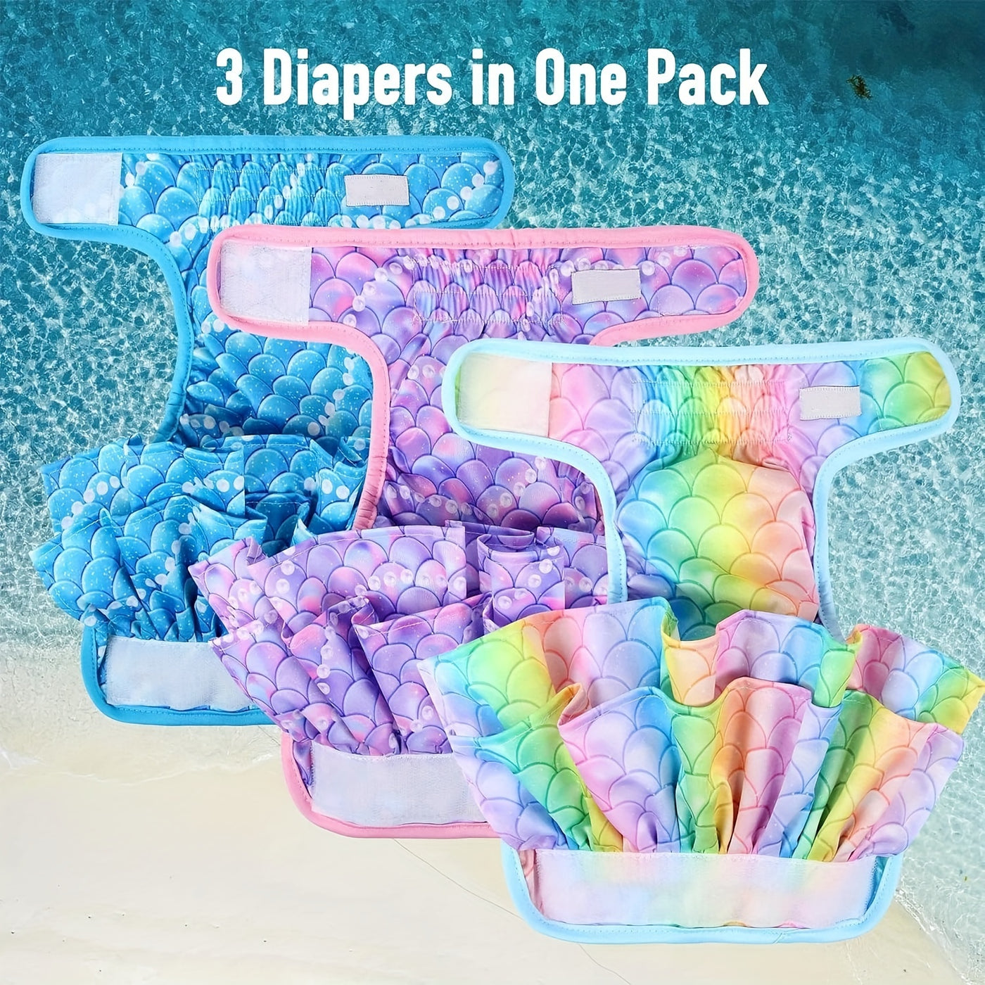 Female Dog Diapers 3 Pack Reusable Washable Dog Panties Diaper Skirt for Dogs in Heat Period Incontinence Excitable Urination