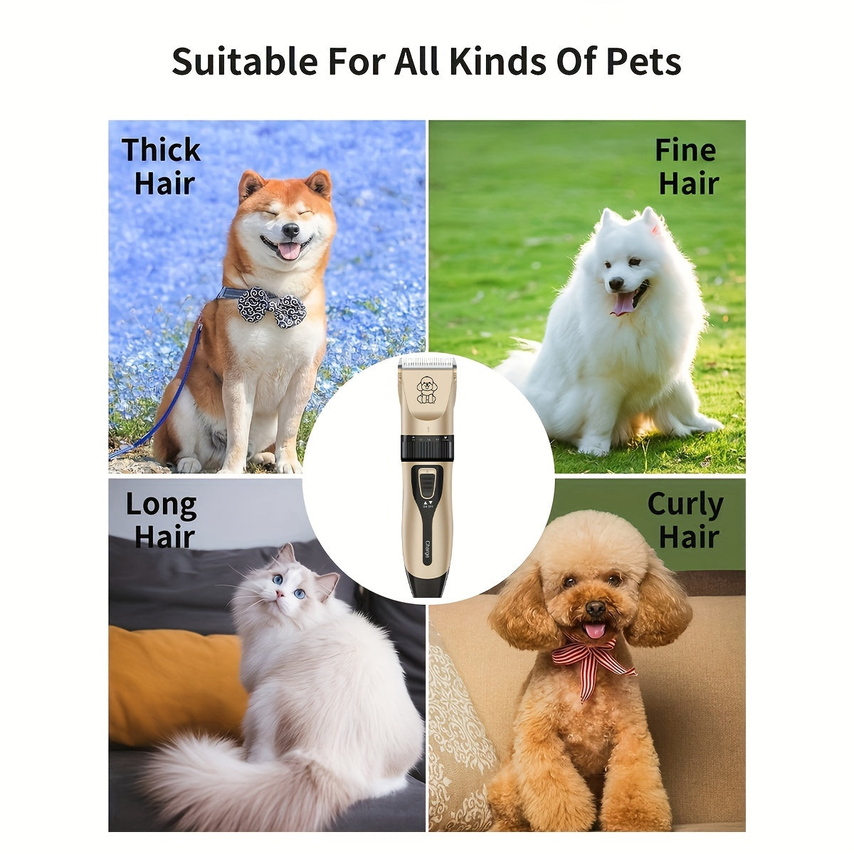 Professional Dog Grooming Kit – USB Rechargeable Electric Clippers with Ceramic Blades, Brush & Comb Set for Dogs & Cats, Multiple Colors & Beauty Sets