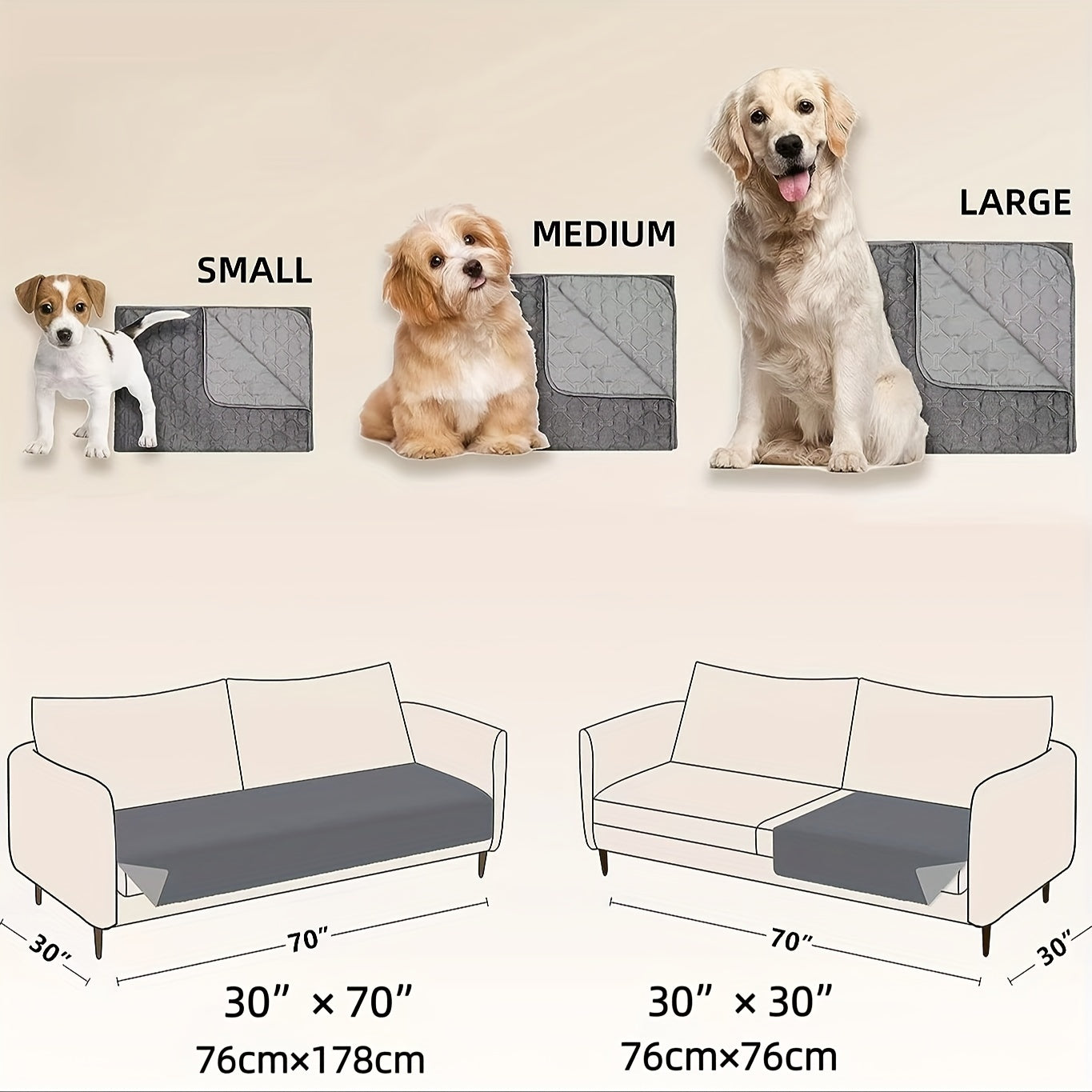 Extra Large Reversible Waterproof Dog Blanket – Double-Sided Bone Pattern, Machine Washable Sofa & Bed Protector for Small Medium Large Dogs & Cats, Indoor & Outdoor Use