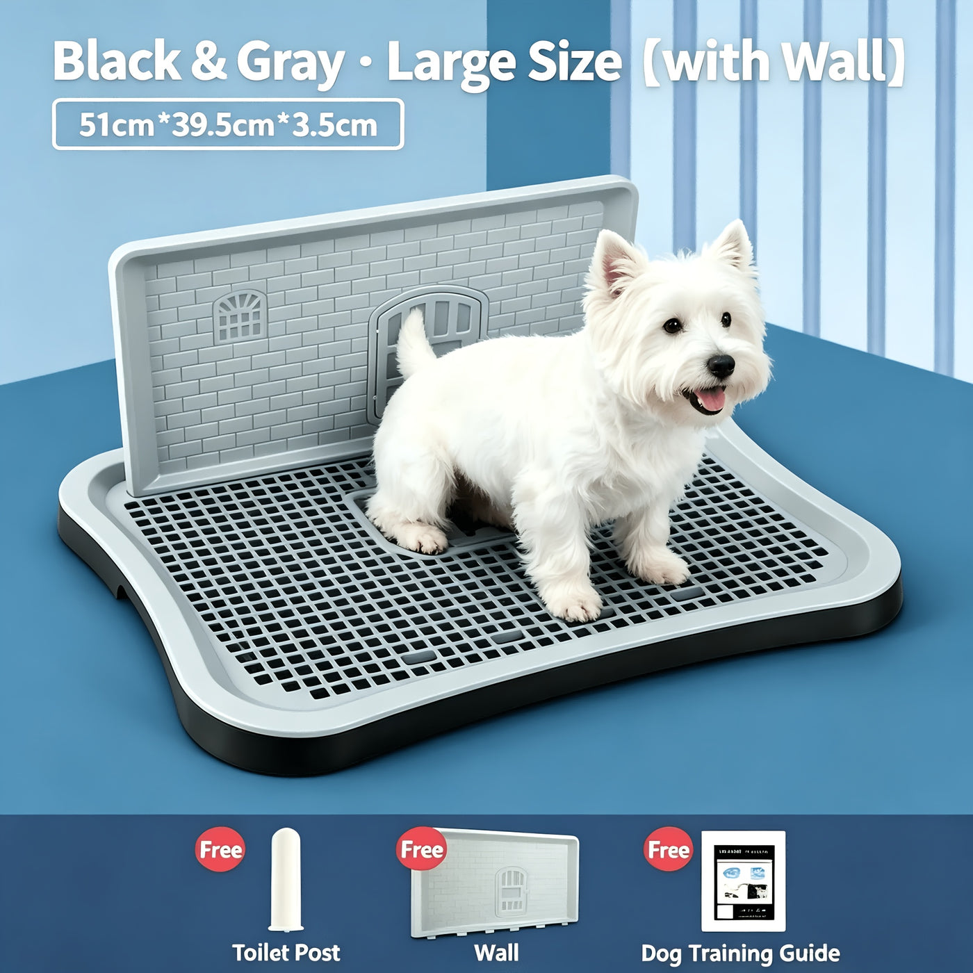 Indoor Dog Potty Tray 20x15 Inch Anti-Splash Hollow Mesh Non-Slip Easy Clean Puppy Training Toilet for Small Medium Dogs