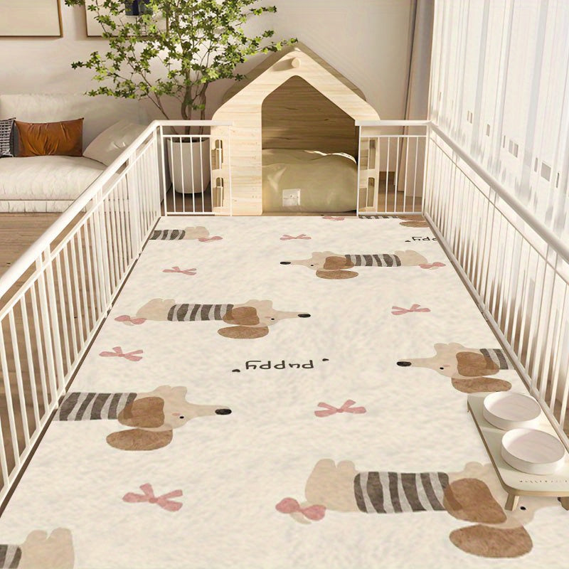 Washable Dog Pee Pads Non-Slip Cute Striped Puppy Design Dog Cat Mat for Kennel Bed and Litter Box – Cozy All-Season Pet Mat in Multiple Sizes