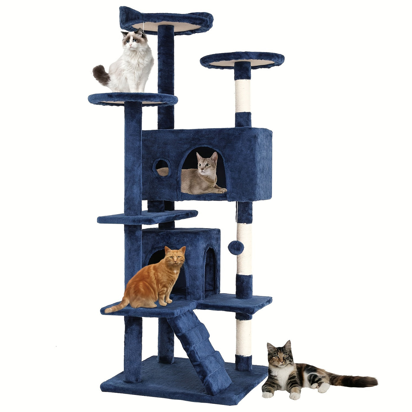 Multi-Level Cat Tree Tower with Scratching Post & Cat House - Indoor Cat Activity Center 22/54/60/70 Inch, Cat Climbing Tower for Kittens & Adult Cats, Easy Assembly