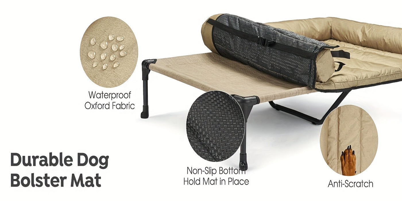 Elevated Cooling Dog Bed with Removable Pillow-Top Bolster Mat - Raised Dog Cot, Breathable Mesh, No-Slip Feet, Steel Frame, Indoor & Outdoor, 4 Sizes, 5 Colors