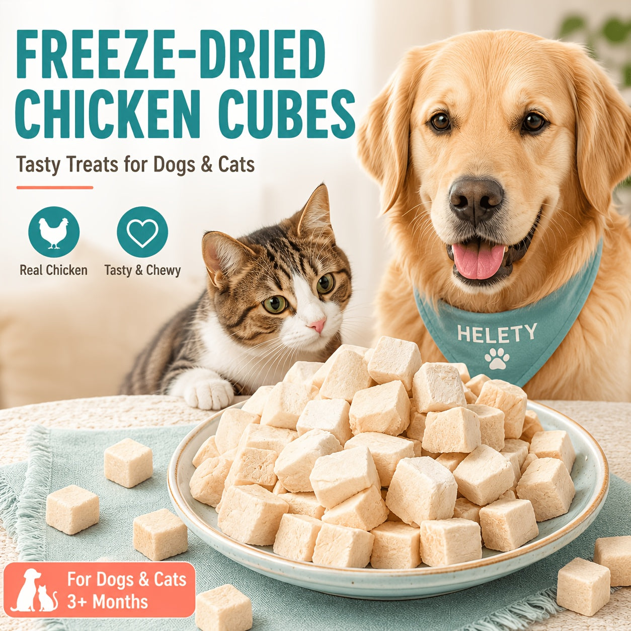 Freeze-Dried Chicken Dog Treats High-Protein Single Ingredient Natural Raw Freeze Dried Treats for Dogs 3.52oz