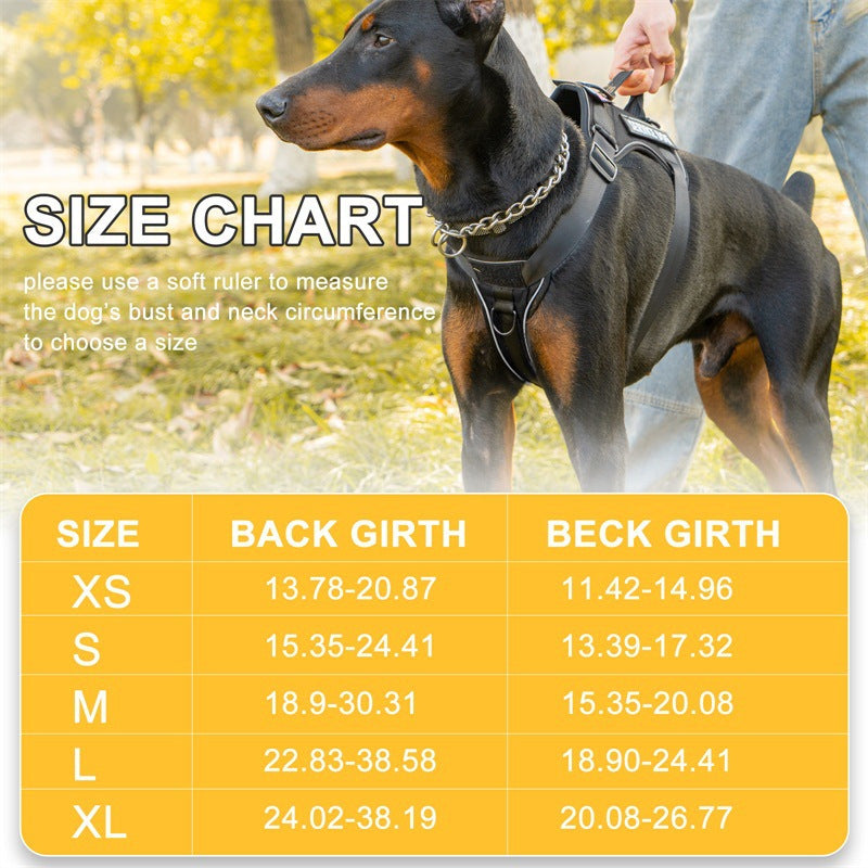 Reflective Dog Harness Set with 5 Interchangeable Patches - Adjustable Oxford Vest, Mesh Inner Layer, Front & Back Clip, Anti-Pull, XS to XL, 10 Color Options