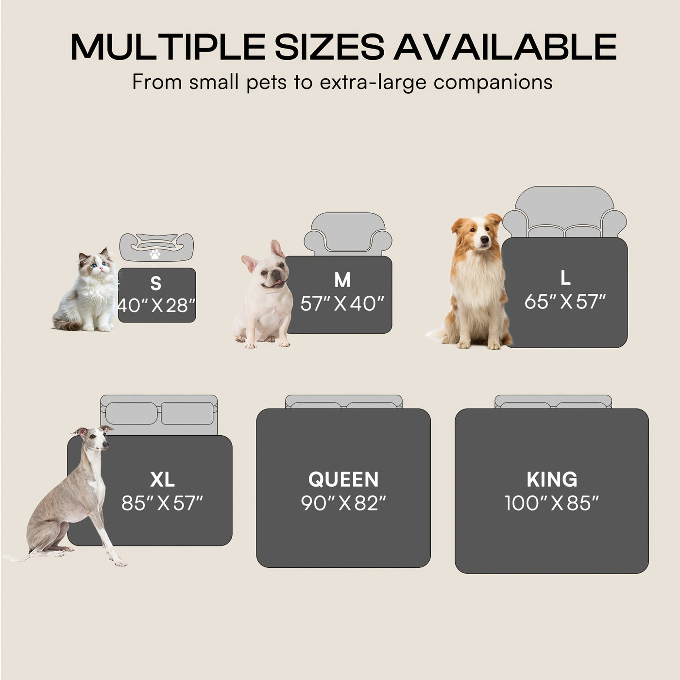 Sherpa Fleece Dog Blanket Liquid Proof for Sofa & Bed - Reversible Pet Throw Blanket Furniture Protector for Small Medium Large Dogs & Cats, Machine Washable, Light Gray Khaki Beige Dark Gray