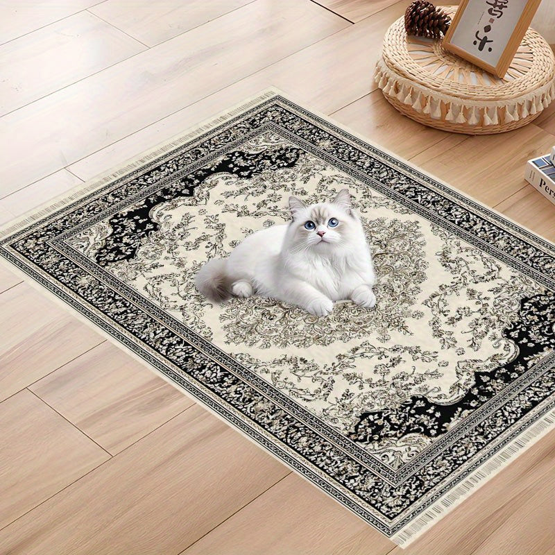 Pet Feeding Mat Non-Slip Washable Persian Floral Pattern Dog Cat Food Mat 16x12 Inch – Waterproof Placemat for Dog Bowls Kennel Litter Box and Holiday Gift