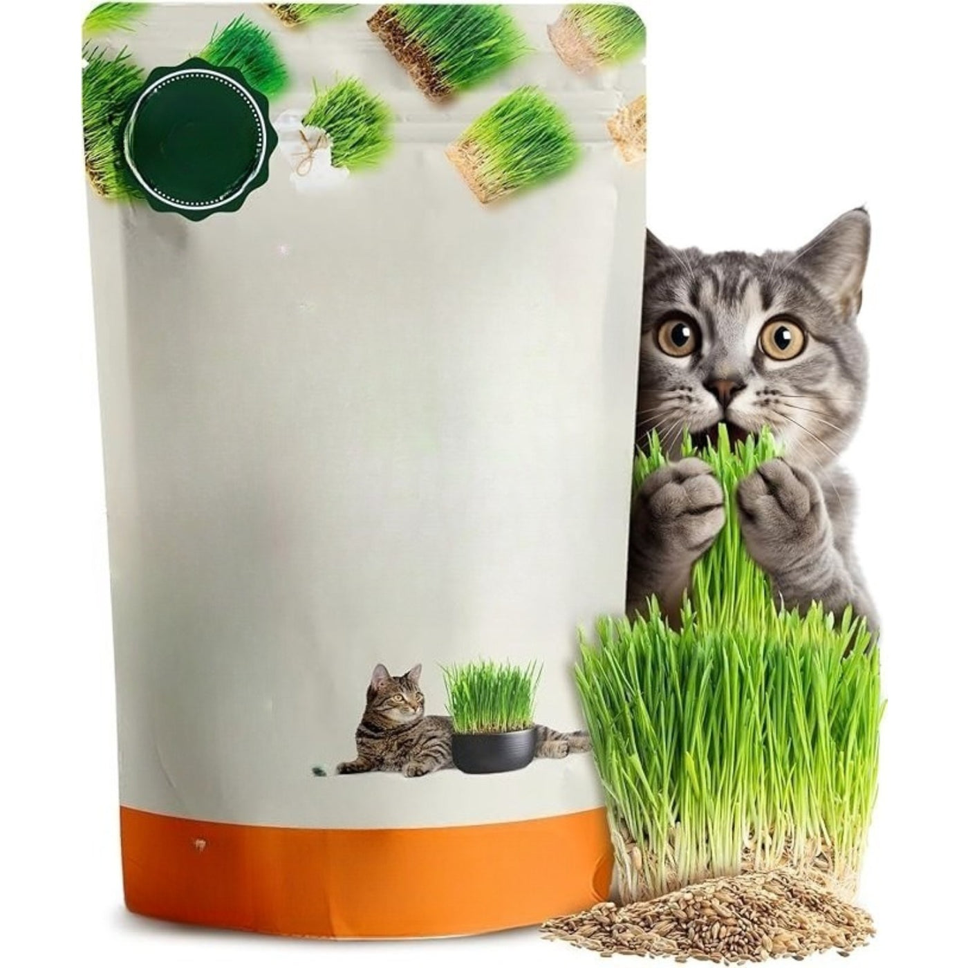 Cat Grass Growing Kit – Easy Sprouting System for Indoor Cats, Natural Cat Grass Toy & Digestive Aid, Wheatgrass Seed Planter for Cats, Healthy Pet Enrichment
