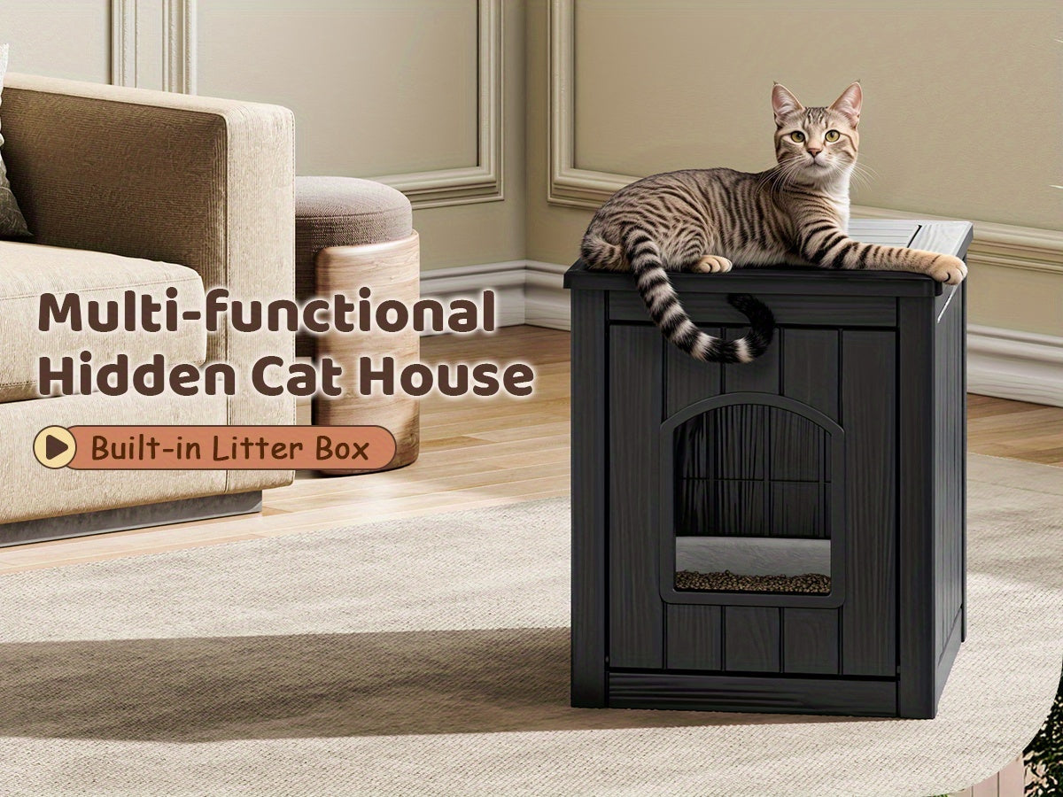 Large Cat Litter Box Odor Control Ventilated Resin Easy Clean Indoor Outdoor Pet House for Cats and Small Dogs