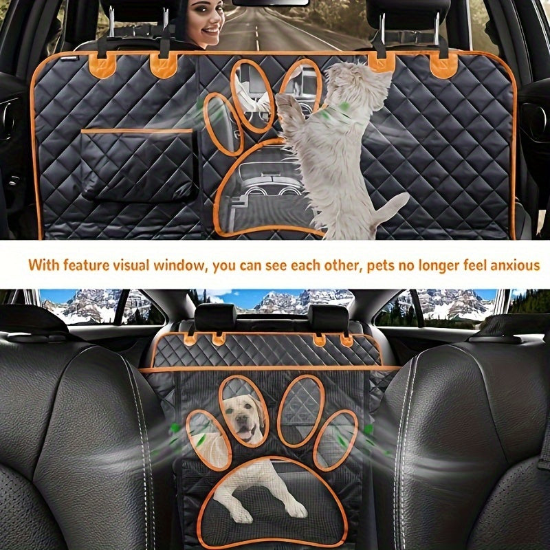 Dog Seat Cover Hammock – Heavy Duty Scratch-Resistant Waterproof Non-Slip Pet Rear Seat Cover for Cars Trucks SUVs, Soft Durable Open Mesh Back Seat Protector for Dogs