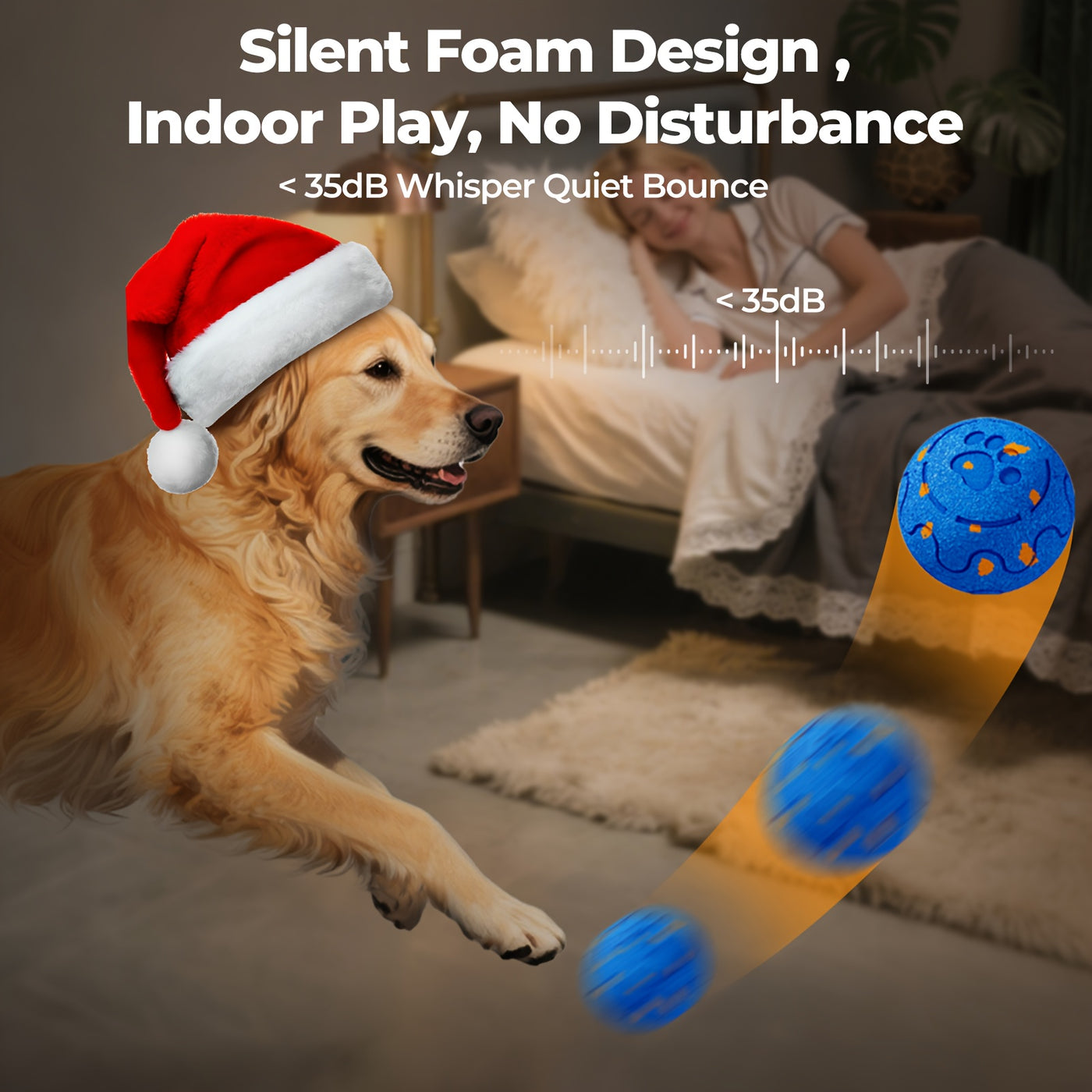 Smart Rechargeable Bouncing Dog Ball with 3 Interactive Modes – Obstacle Avoidance, Low Noise, Teeth Cleaning Toy for Medium & Large Dogs, Multi-Pet Households