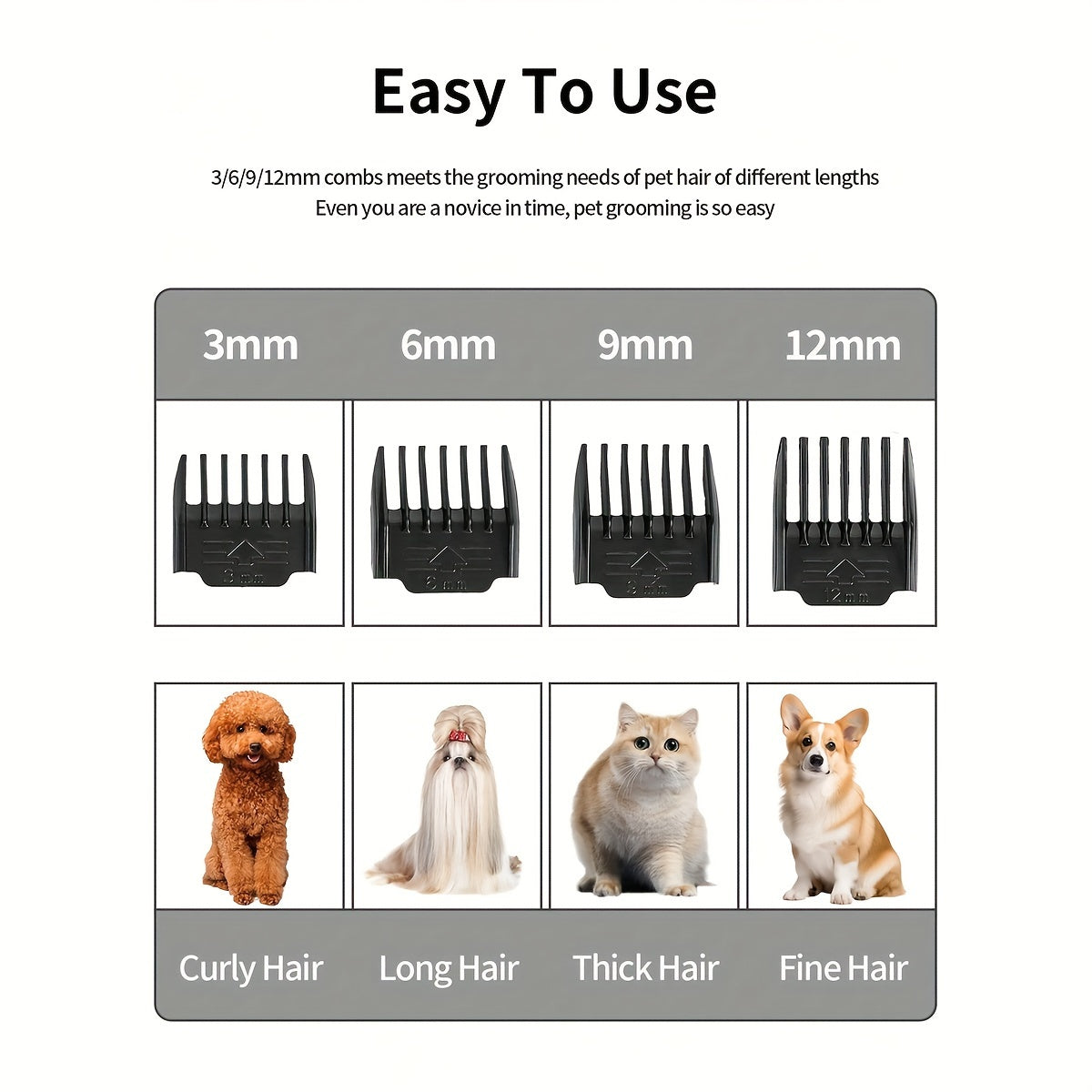 Professional Dog Grooming Kit – USB Rechargeable Electric Clippers with Ceramic Blades, Brush & Comb Set for Dogs & Cats, Multiple Colors & Beauty Sets