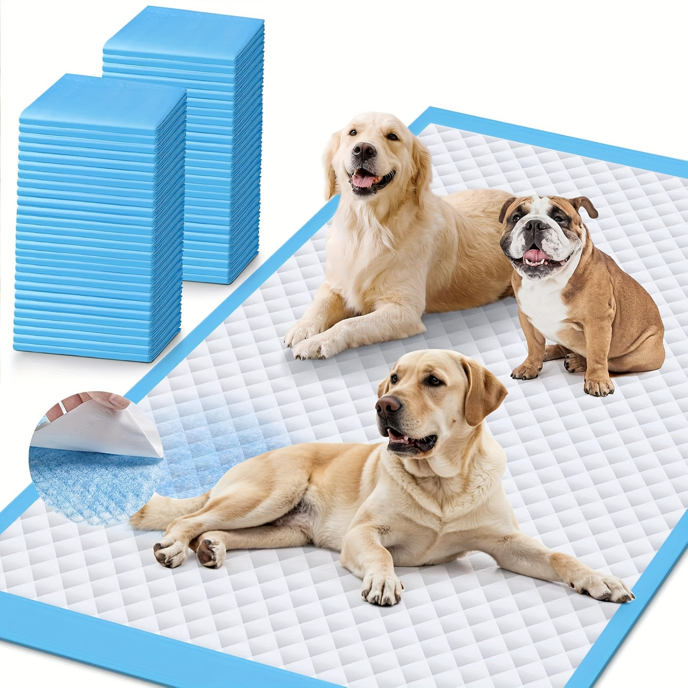Disposable Dog Pee Pads - 8-Layer Super Absorbent Leak-Proof Puppy Potty Pads, XXXL Extra Large 31x47 / 32x36 / 57x31 in, 40 / 60 / 80 / 120 Count, for Cars Cages Sofas