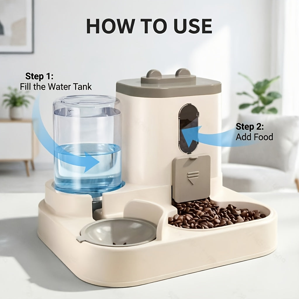 2-in-1 Automatic Pet Feeder for Cats & Dogs – Non-Electric Space-Saving Gravity Bowl, Easy Clean, Multi-Pet Family Dual Feeding Station