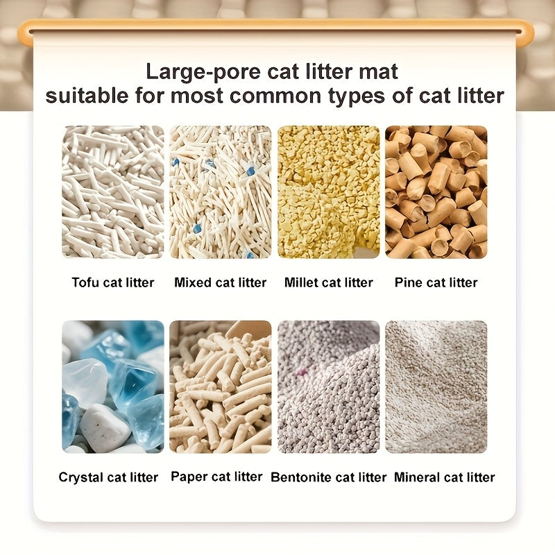 Large Cat Litter Mat 23.6x35.4 Inch Honeycomb Double Layer EVA Non-Slip Easy Clean Anti-Tracking for Multi-Cat Households Litter Boxes