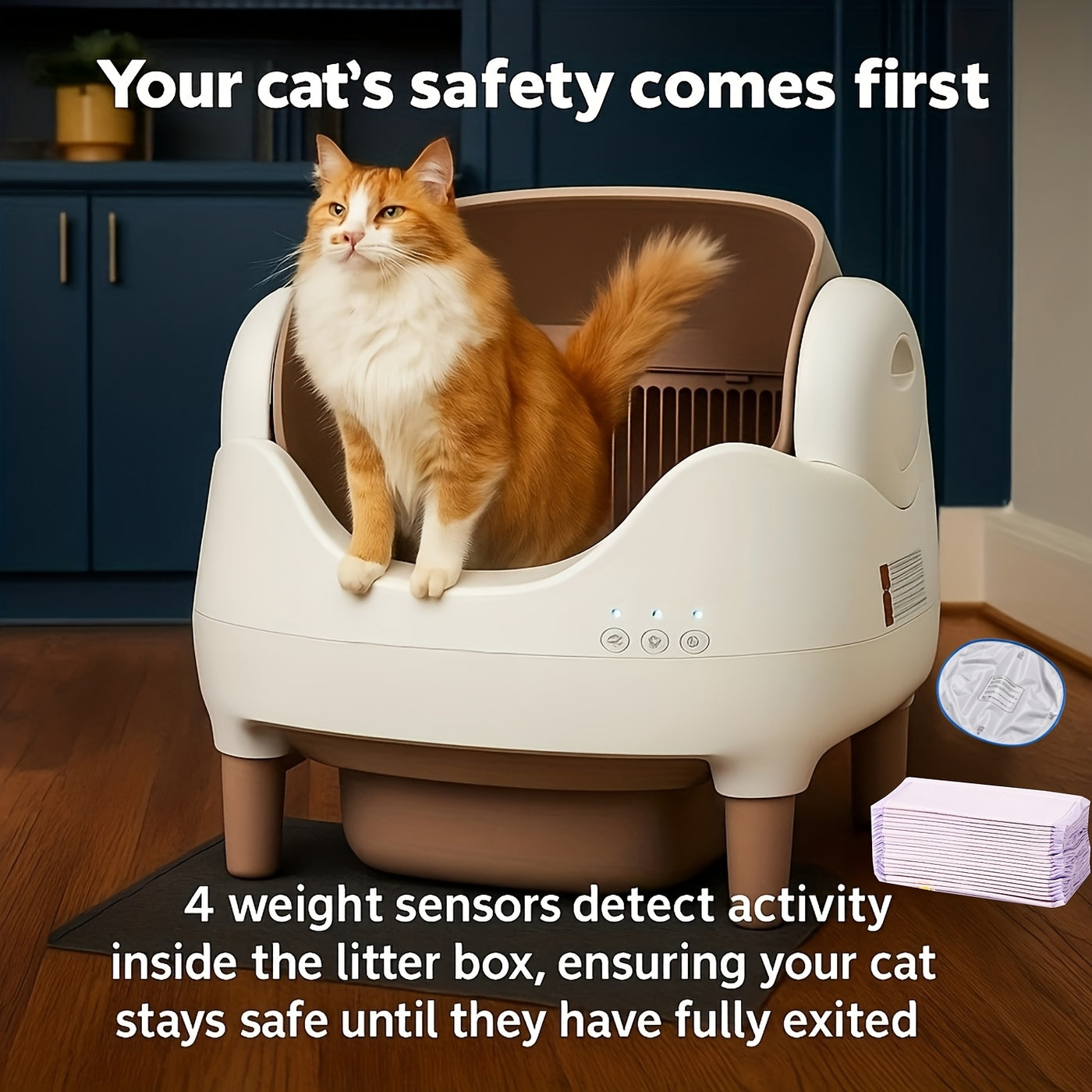 Self-Cleaning Cat Litter Box App Control Open Top Smart Auto Litter Box with Infrared Sensors Dual Deodorization Ultra-Quiet Kitten Safe 10L Waste Bin