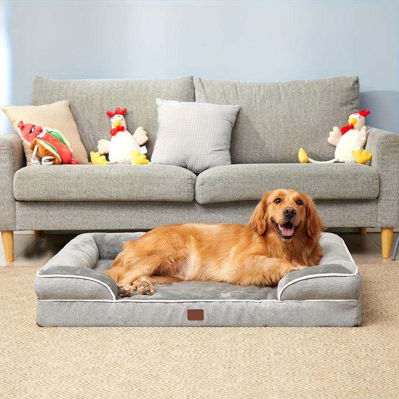 Giant Dog Sofa Bed for Extra Large Dogs & Cats – Comfort Couch with Washable Removable Cover & Nonskid Bottom, Grey