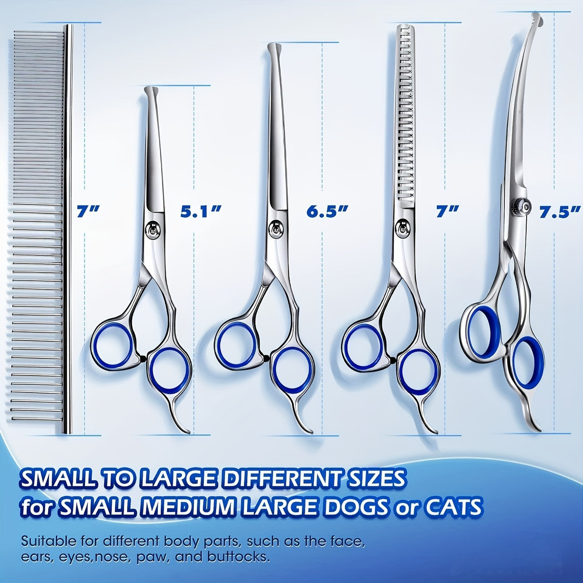6-in-1 Dog Grooming Scissors Set Titanium Coated – Professional 4CR Stainless Steel with Safety Round Tips for Dogs, Cats & Small Animals | Universal Hand, 6pcs