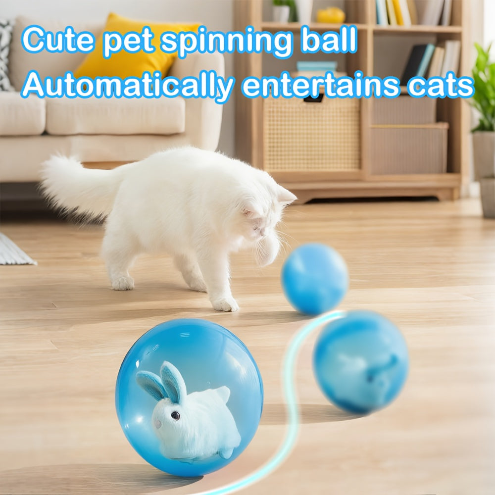 Motion Activated Interactive Cat Toy Ball – Auto Moving Rechargeable Toy for Indoor Cats & Dogs, Boredom Buster for Small Medium Large Pets, Cartoon Rabbit & Squirrel Design