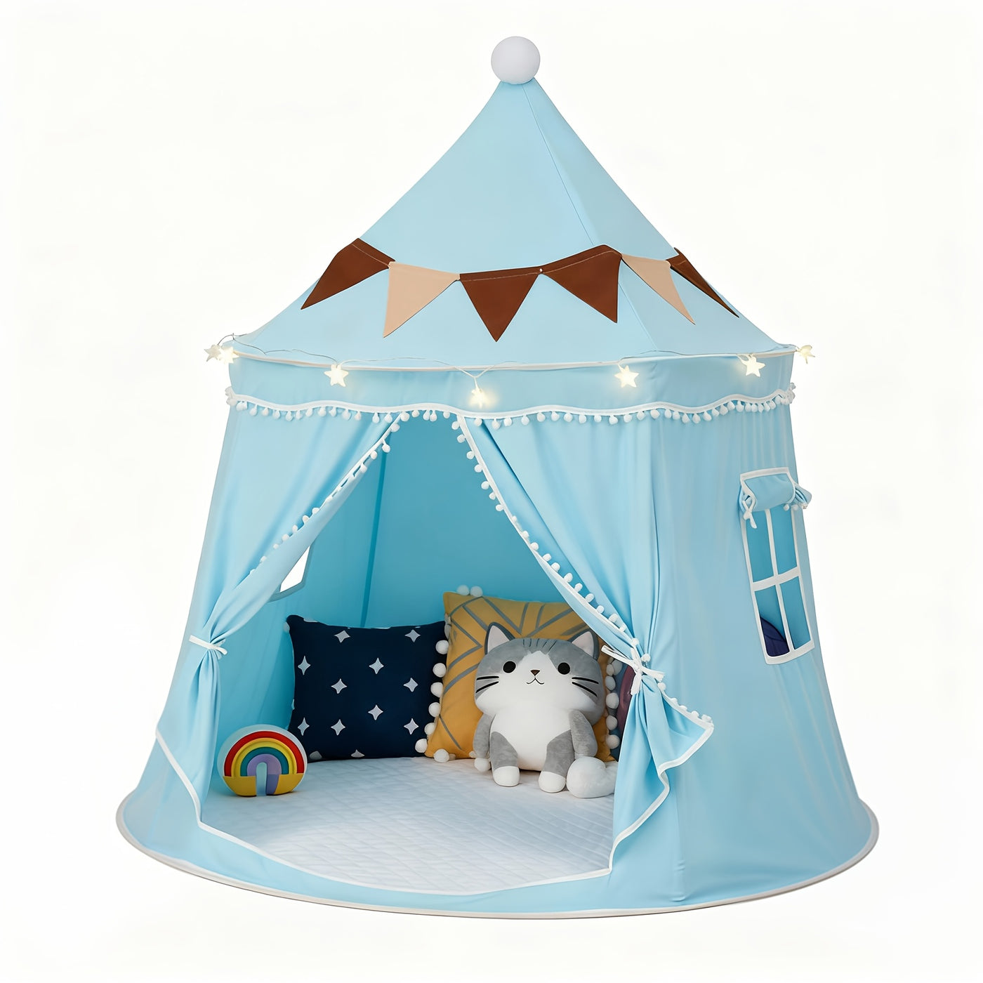 Pet Automatic Pop-Up Dome Tent – Portable Cat & Dog Shelter for Camping, Hiking & Road Trips, Quick Open & Close, No Assembly, 2 Styles: Deluxe (Mat + Star Lights) or Basic