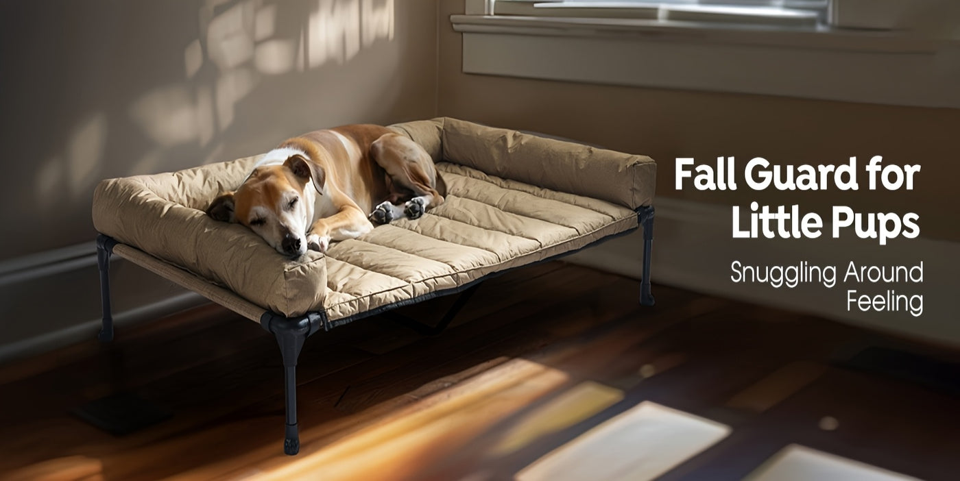 Elevated Cooling Dog Bed with Removable Pillow-Top Bolster Mat - Raised Dog Cot, Breathable Mesh, No-Slip Feet, Steel Frame, Indoor & Outdoor, 4 Sizes, 5 Colors